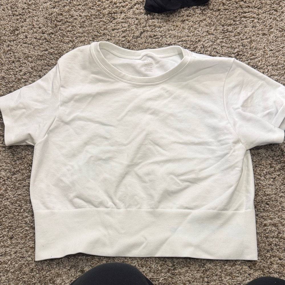 White offline Short Sleeve Top